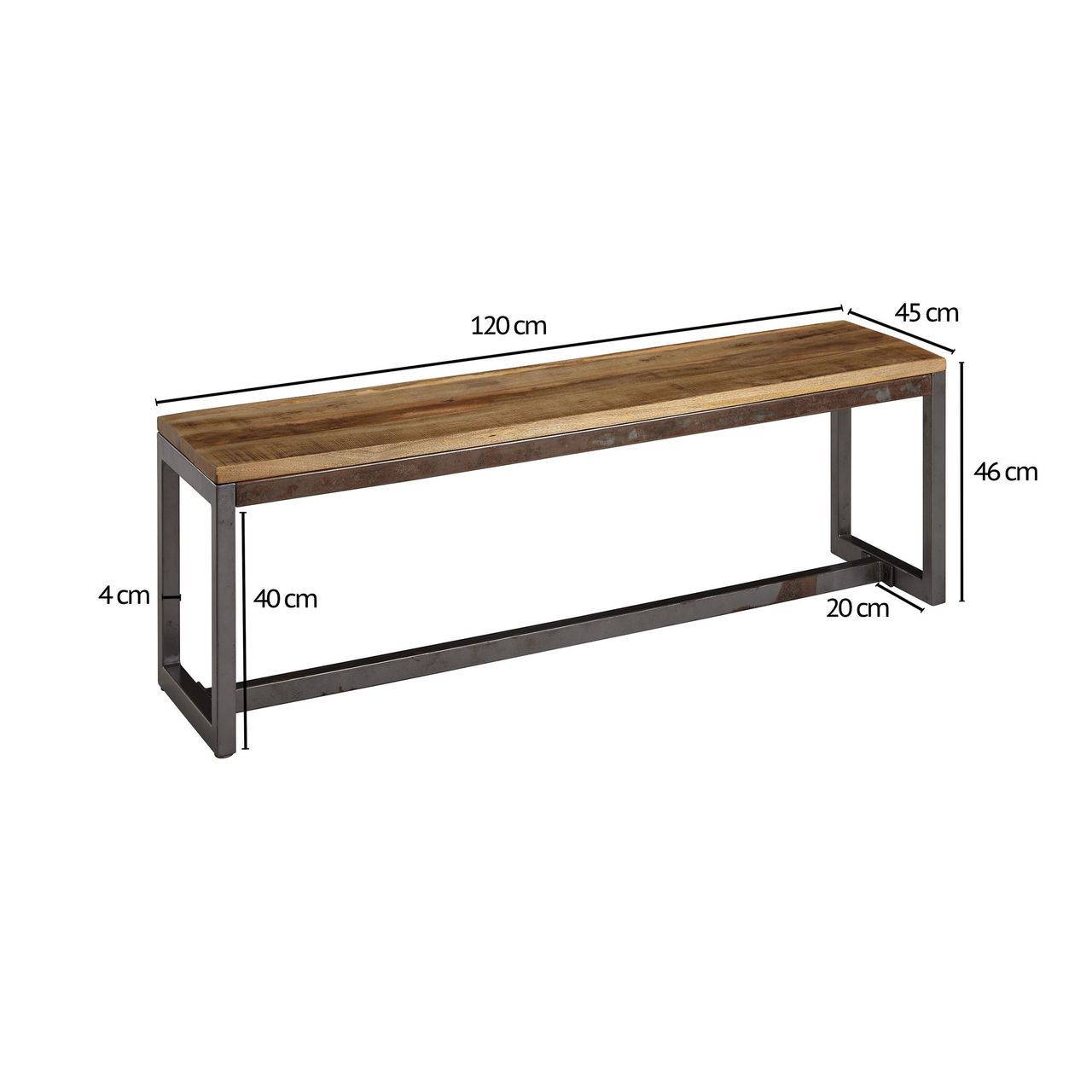 Wohnling Sitzbank 120 x 46 x 45 cm Braun