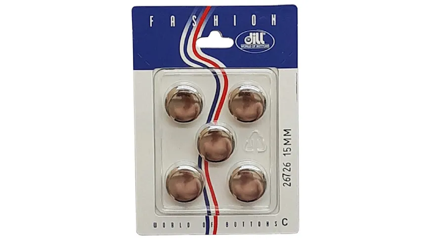 Dill Vollmetallknopf rund mit Öse Ø 15mm 5er Pack silber