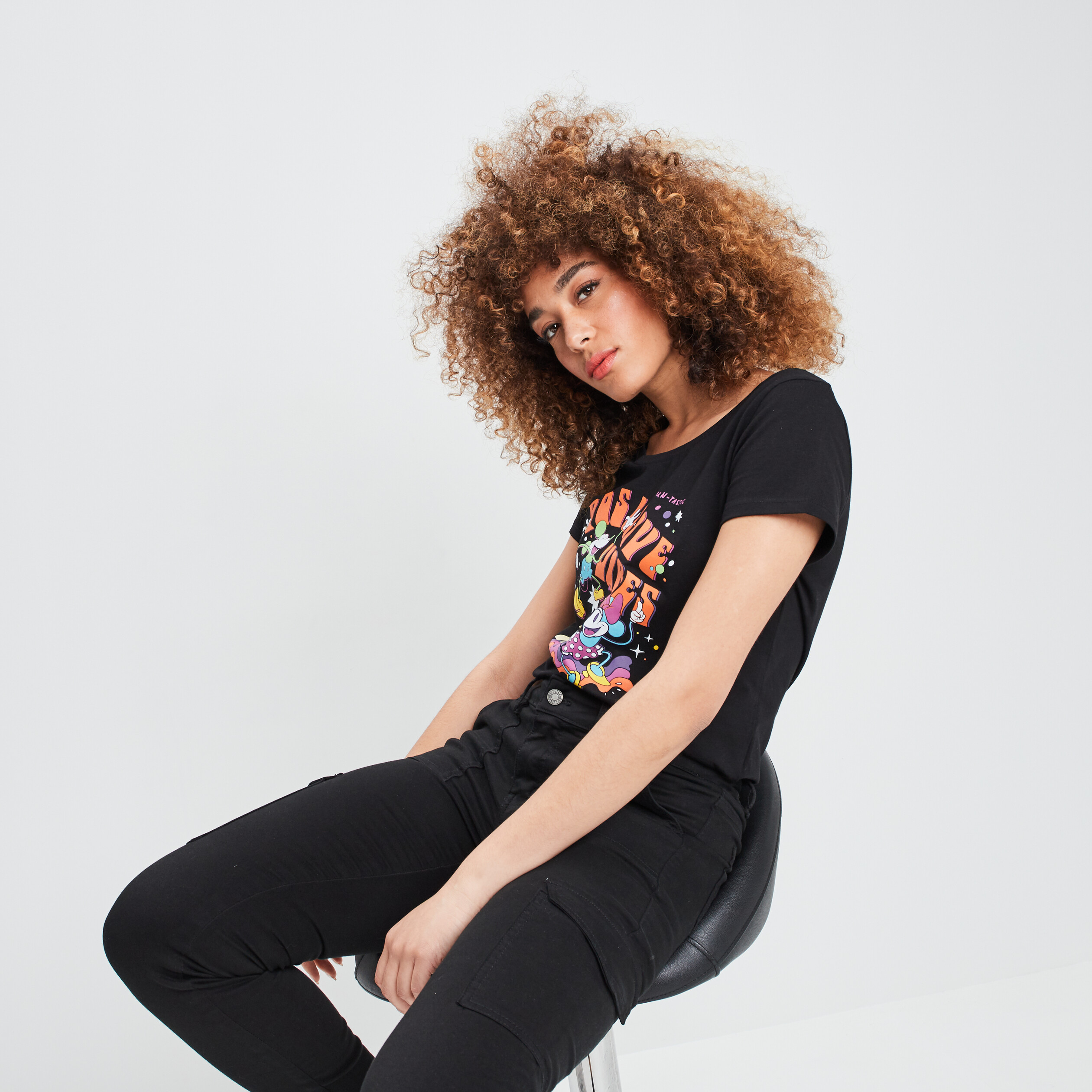 T-shirt manches courtes Mickey noir femme | La Halle