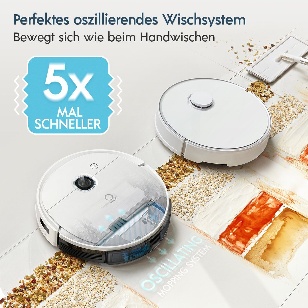 YEEDI Nass-Trocken-Saugroboter aus ECOVACS, Vac 2 Pro, 2-in-1 Saug und Wisch, 240 min Laufzeit, 40 W, beutellos, App-/Sprachsteuerung, 3D Hinderniserkennung, Oszillation-Wischfunktion