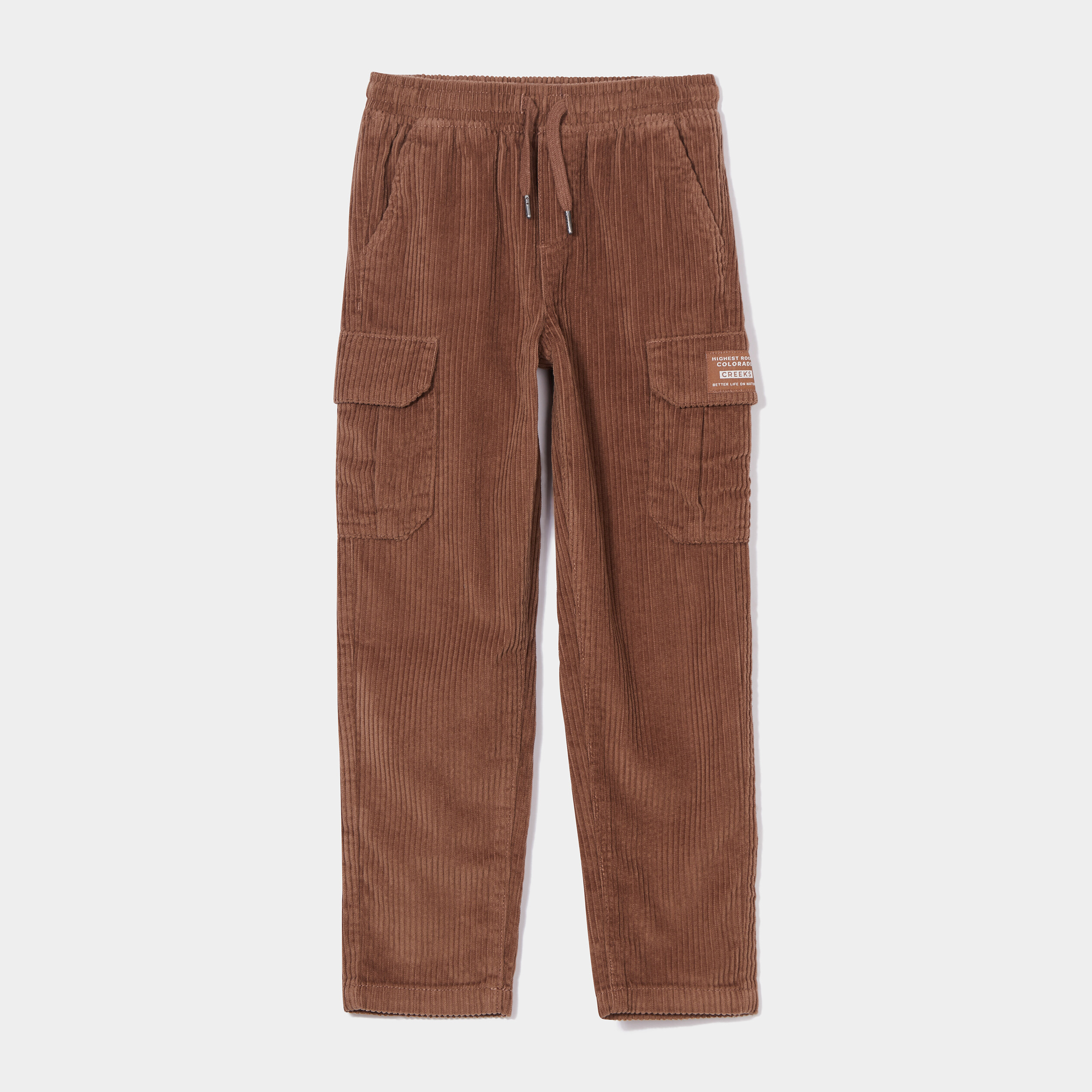 Pantalon cargo velours côtelé coton marron garçon | La Halle