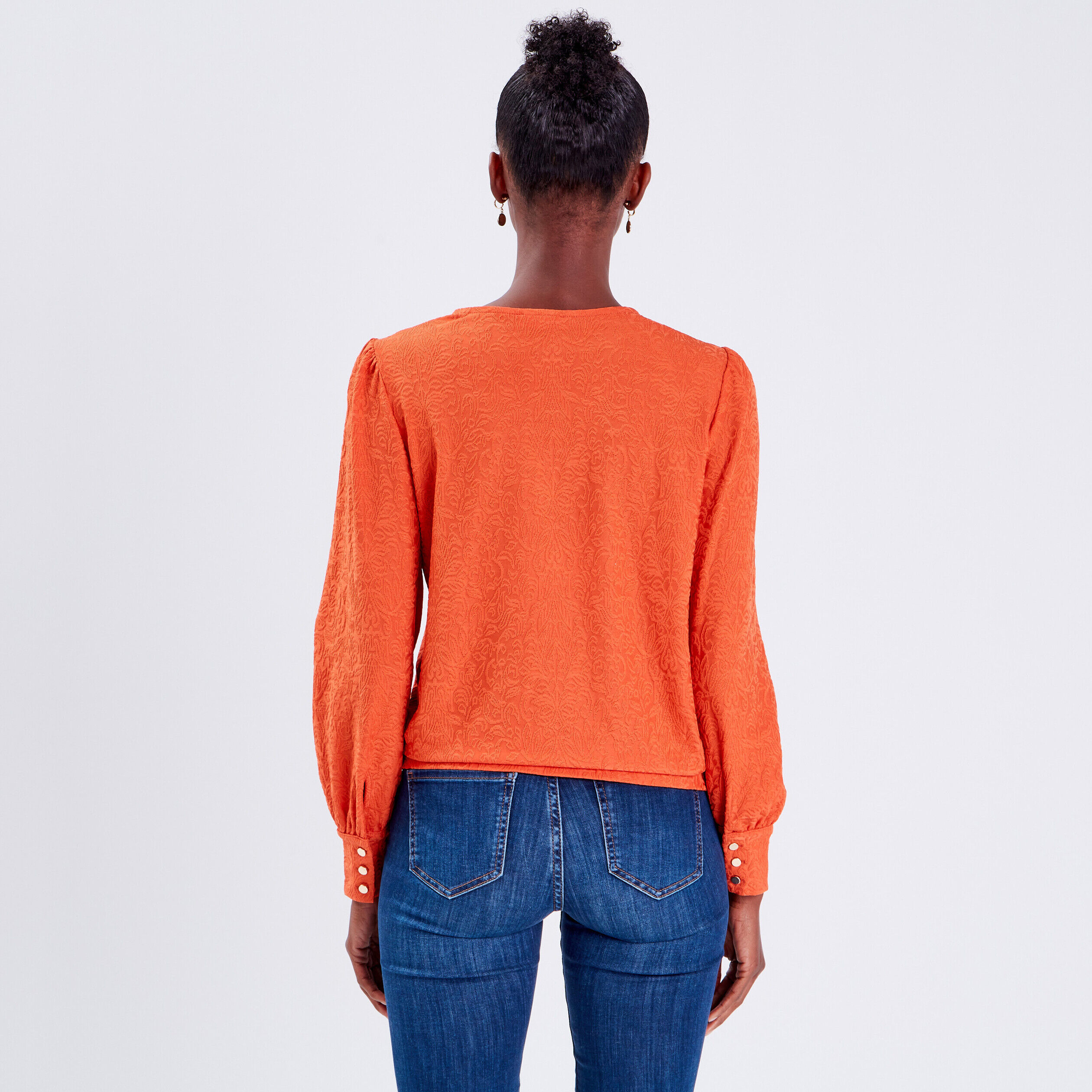 Sweat manches longues orange femme | Cache Cache
