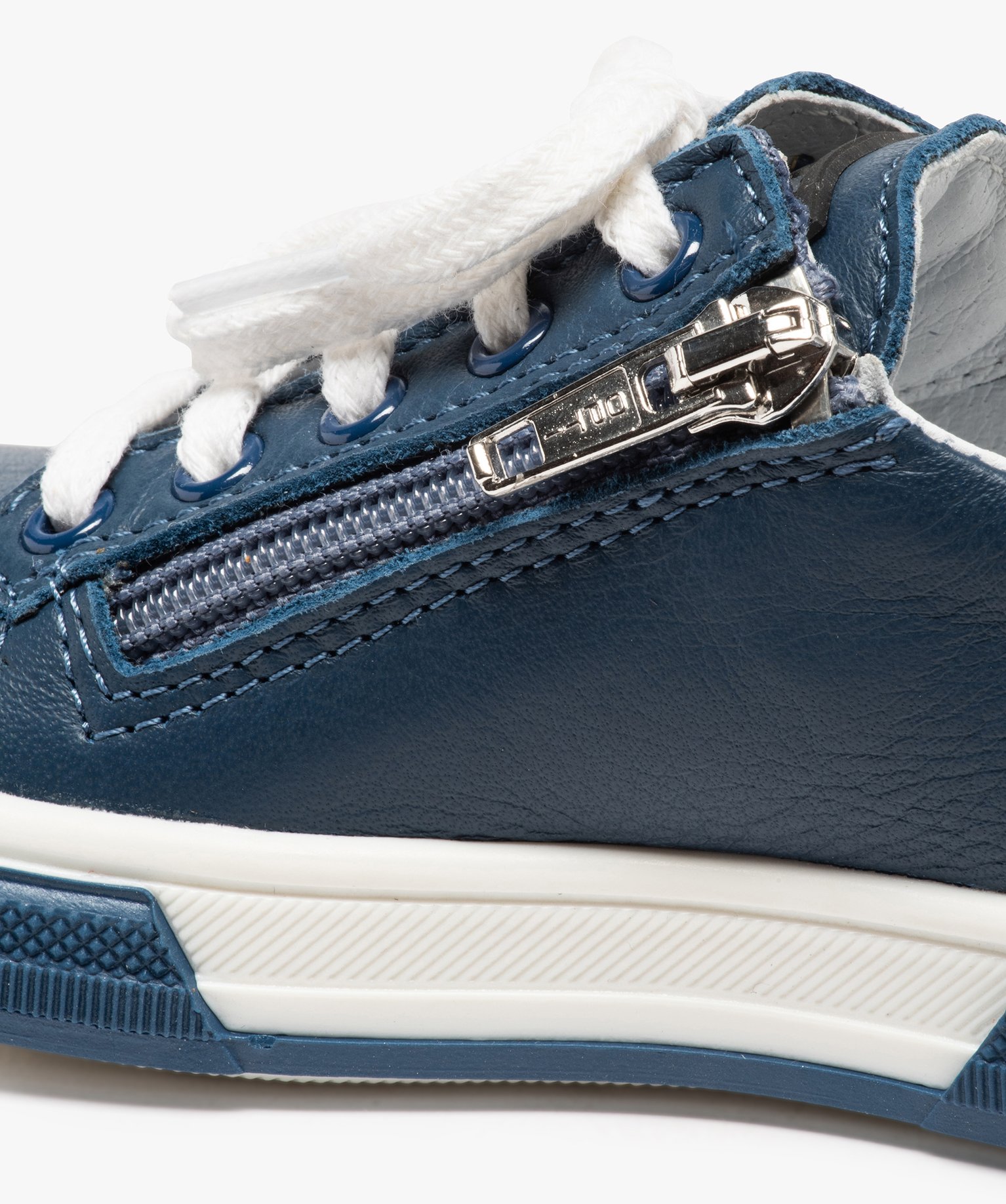 Baskets Garçon zippées en cuir détails fluo - Bopy marine | GEMO
