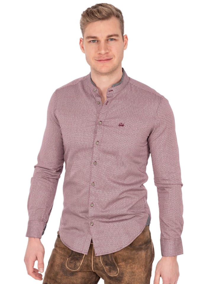 Spieth & Wensky Stehkragenhemd DORIAN in dunkelrot günstig kaufen 3XL