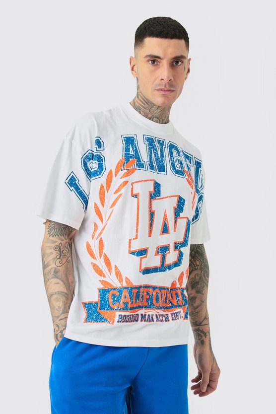 Tall weißes T-Shirt mit Los Angeles Print