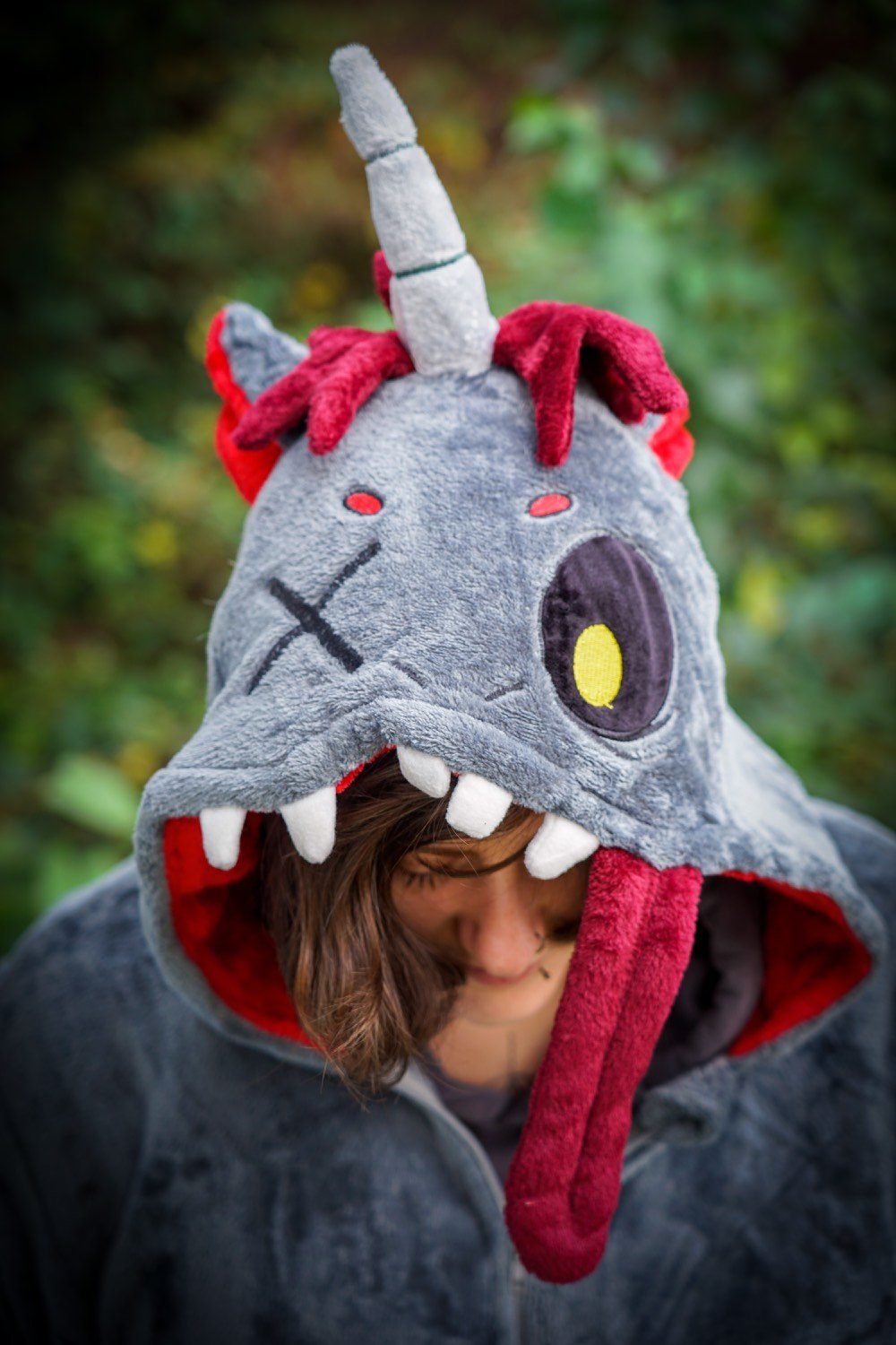 Corimori Jumpsuit Flauschiges Zombie Einhorn Kostüm für Kinder (2-tlg) mit Haarreif, Onesie, Mädchen, Jungen, Karneval, Fasching, Halloween