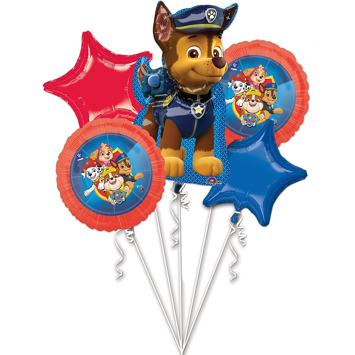 Folienballon-Bouquet "Paw Patrol 2018", 5 Stück