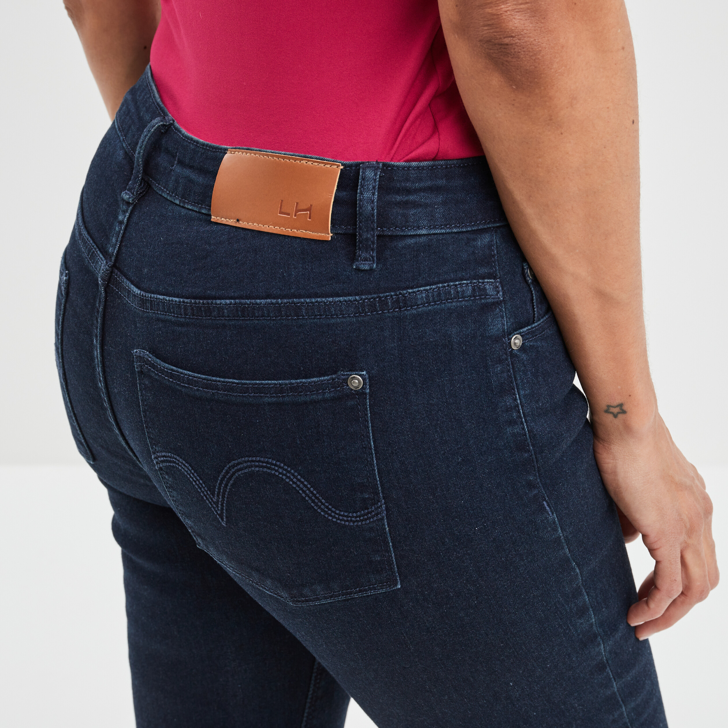 Jeans straight taille normale denim blue black femme | La Halle