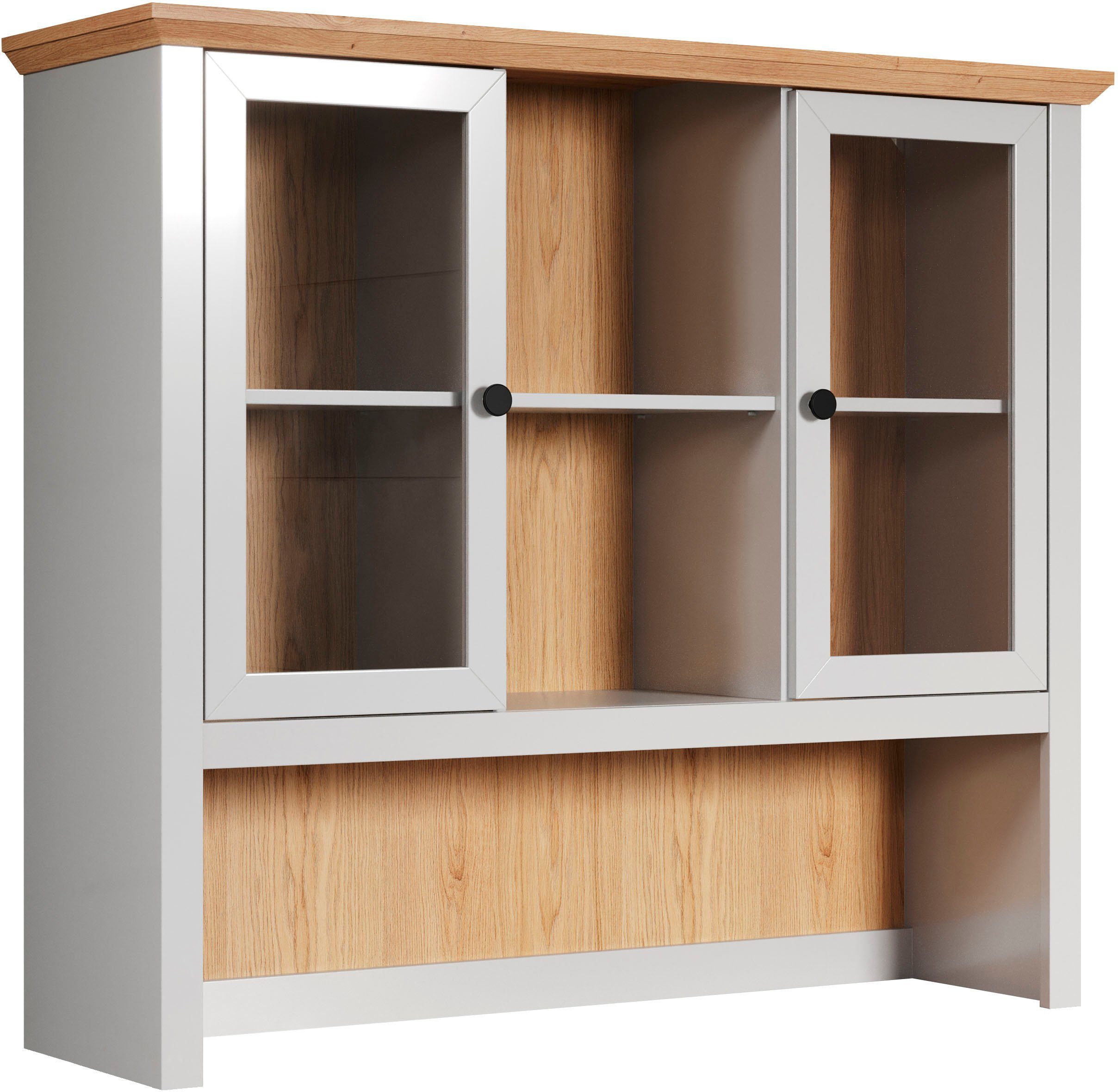 Home affaire Buffetaufsatz Herzwill, (1-St), Artisan Eiche NB und hellgrau, matt, im Landhaus-Look