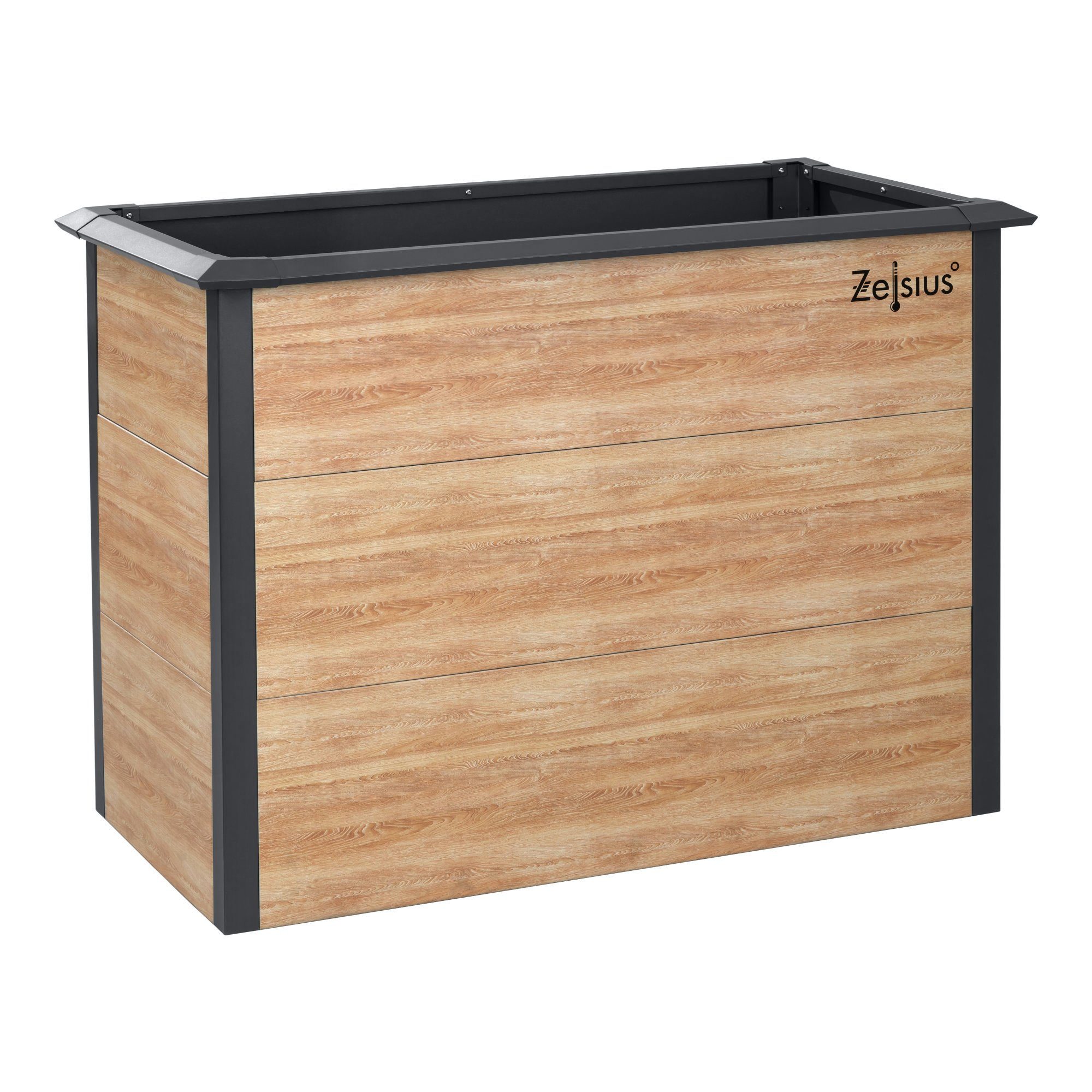 Zelsius Hochbeet für Garten, Holzoptik, Anthrazit RAL 7016, Terrasse oder Balkon (1x Hochbeet, 1x Hochbeet)