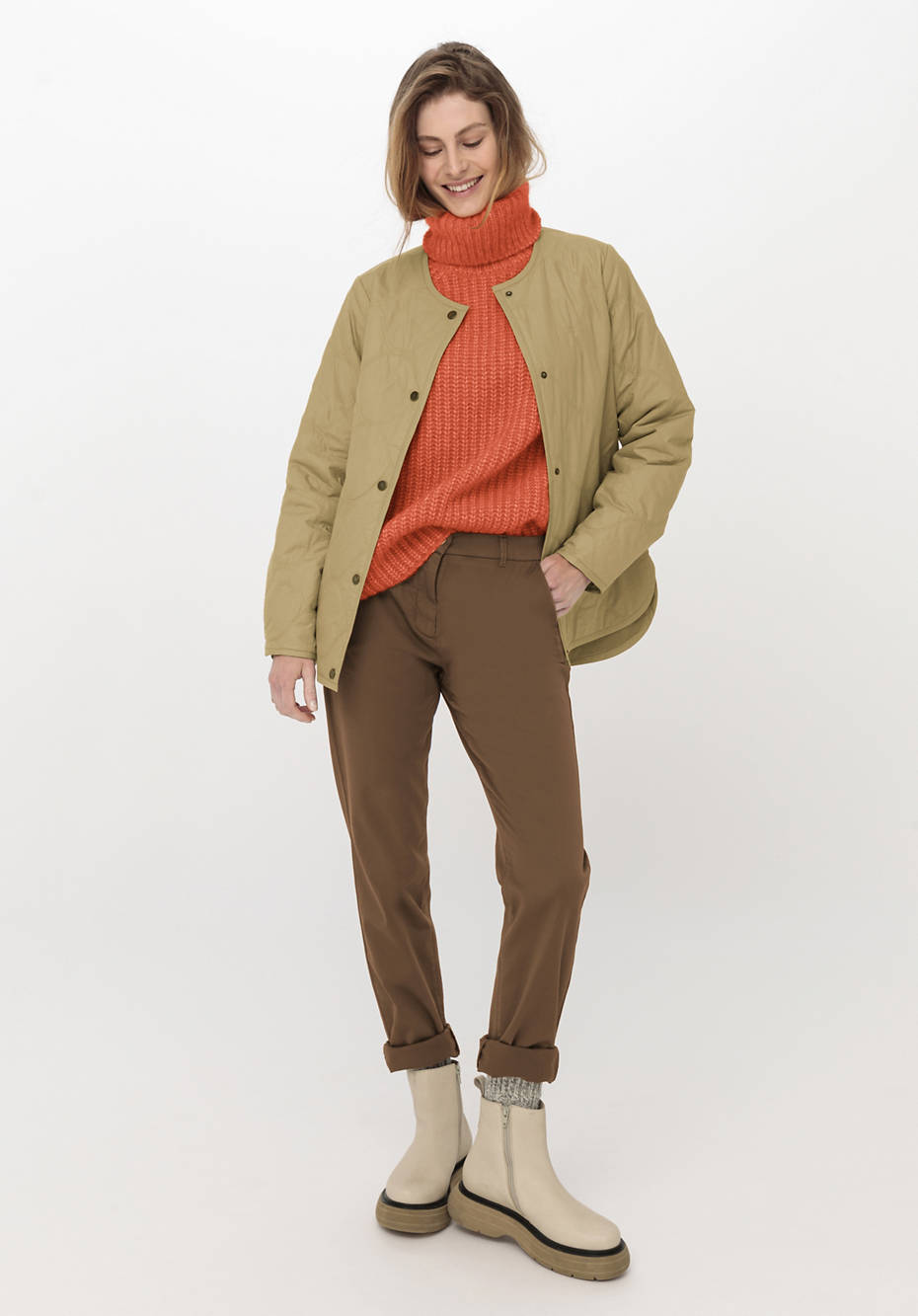 Steppjacke Nature Shell aus Bio-Baumwolle mit Woll-Wattierung