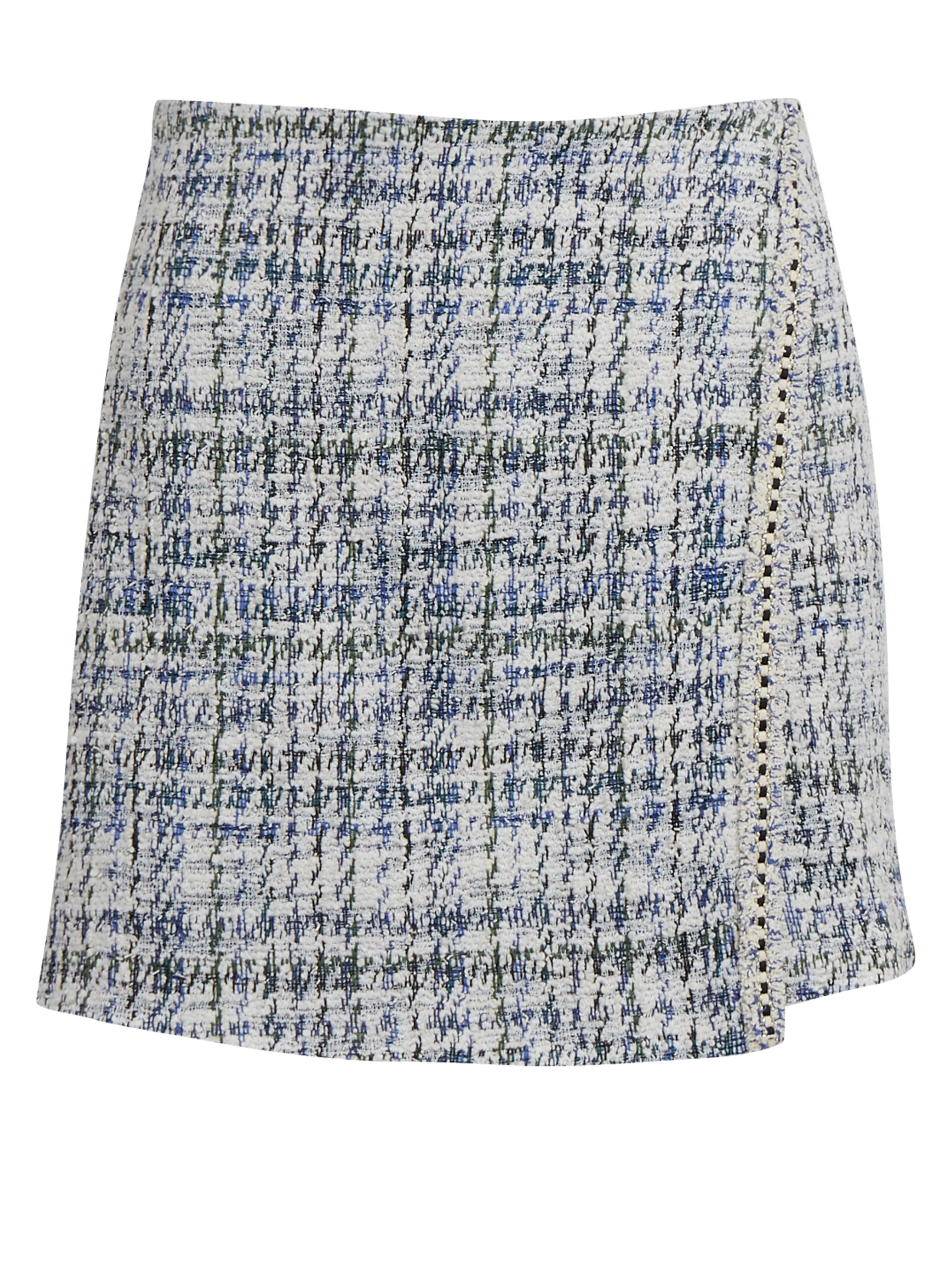 Blauer und cremefarbener Damen-Tweedrock ORSAY