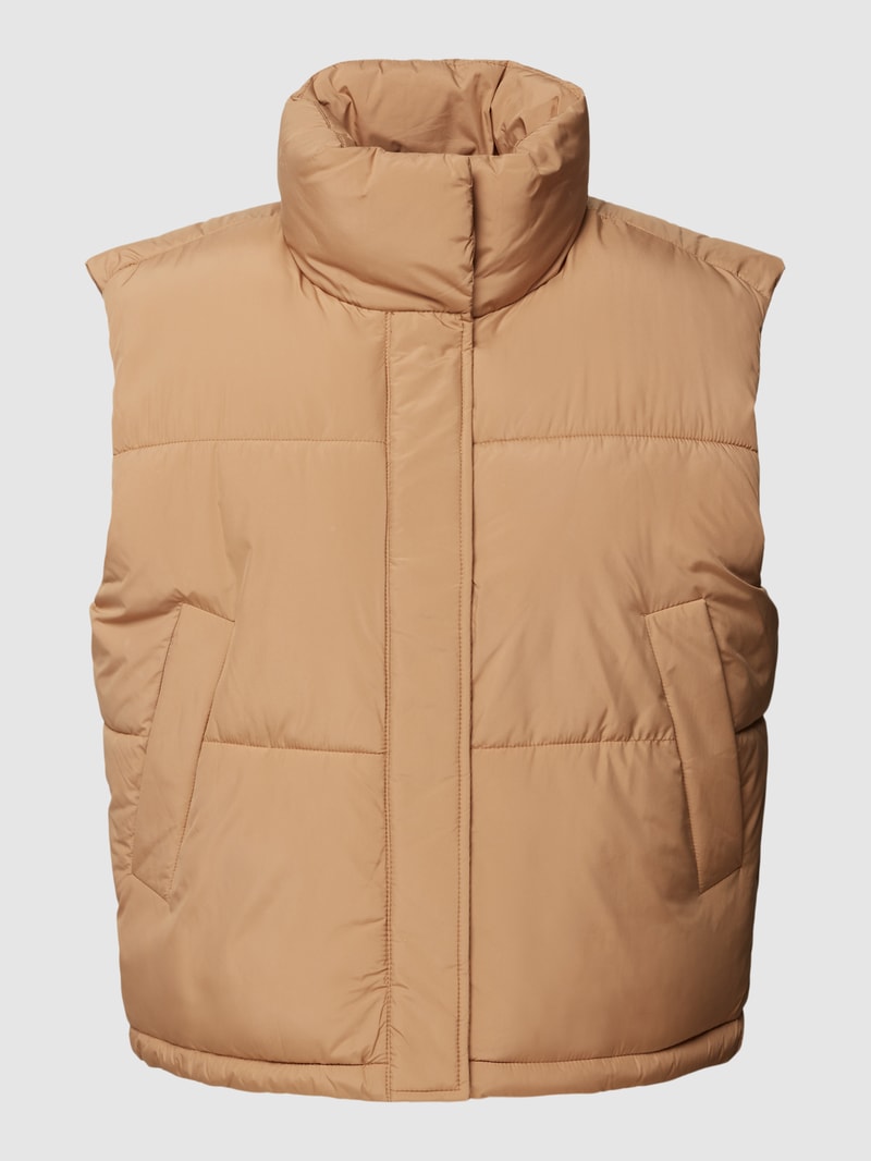 Steppweste mit Label-Detail in camel