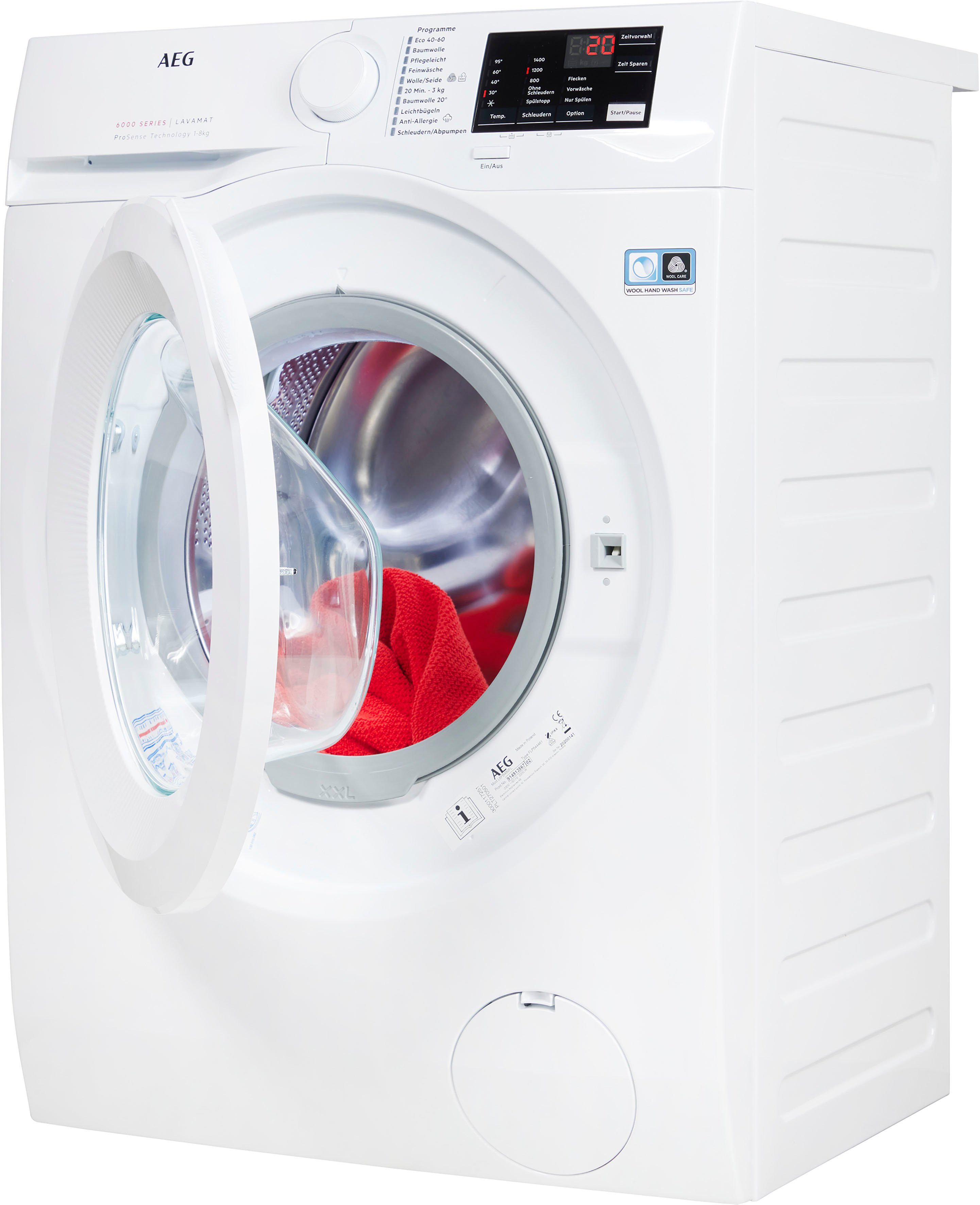 AEG Waschmaschine Serie 6000 L6FB480FL, 8 kg, 1400 U/min, Hygiene-/ Anti-Allergie Programm mit Dampf