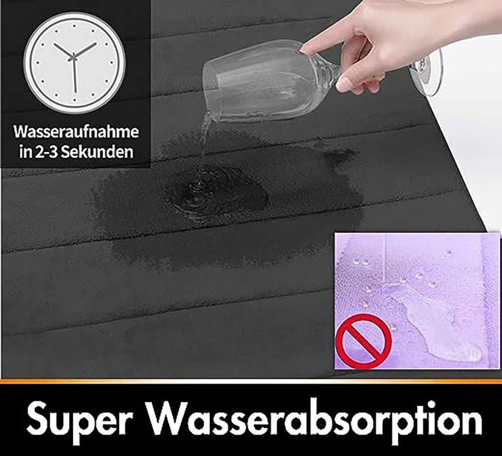 Badematte Memory Schaum Badematte, Weich Bequem Deliana.home, Anti-Rutsch-Beschichtung, Memory-Schaum, Super Wasseraufnahme, rutschfest, Dick, Baumwolle, Rechteckig, für Badezimmerteppich (Grau, 80 x 50 cm)