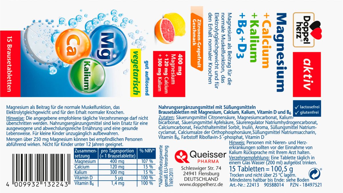 Magnesium Calcium Kalium + Vitamine B6 + D3 15 St, 100,5 g