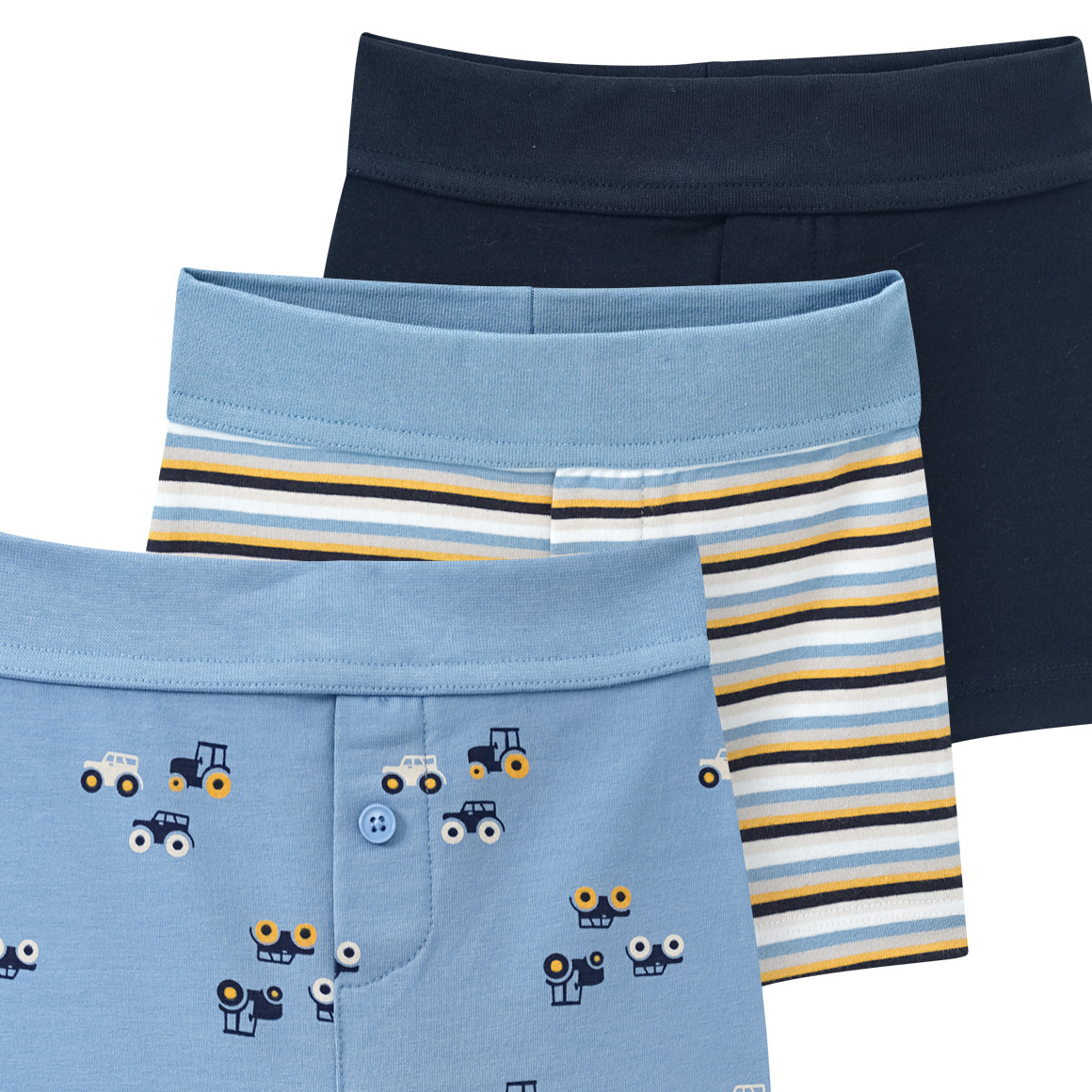 3 Baby Boxer mit Trecker-Motiven