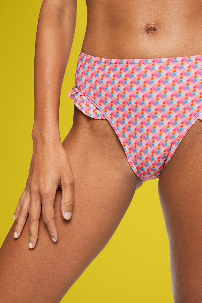 Mehrfarbige Bikinihose mit Rüschendetails