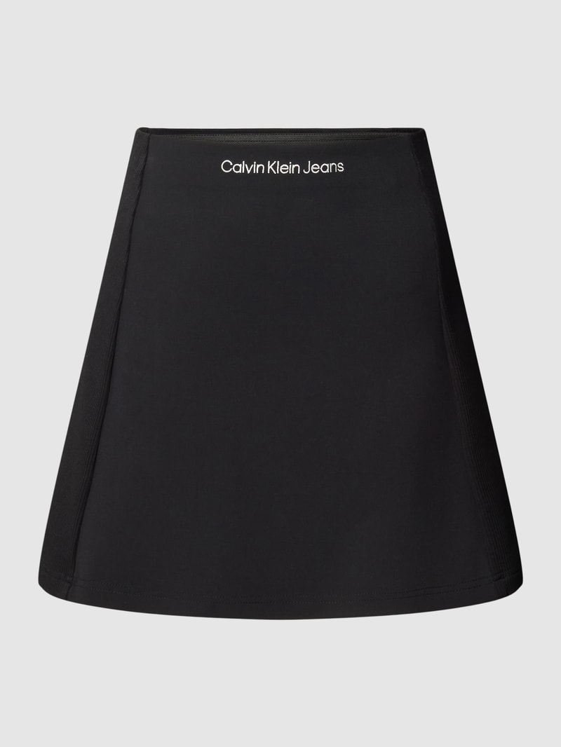 Minirock mit Label-Stitching Modell 'IB MIX MILANO A-LINE' in schwarz