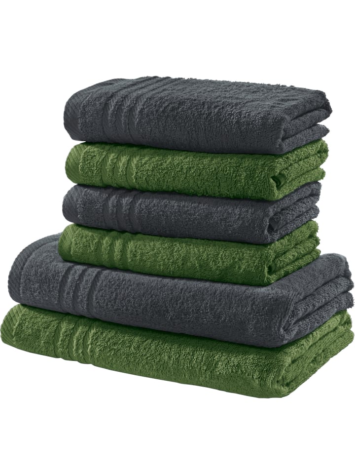 REDBEST Frottier Frottier-Set 2-farbig 6-tlg. New York in dunkelgrün-anthrazit günstig kaufen onesize