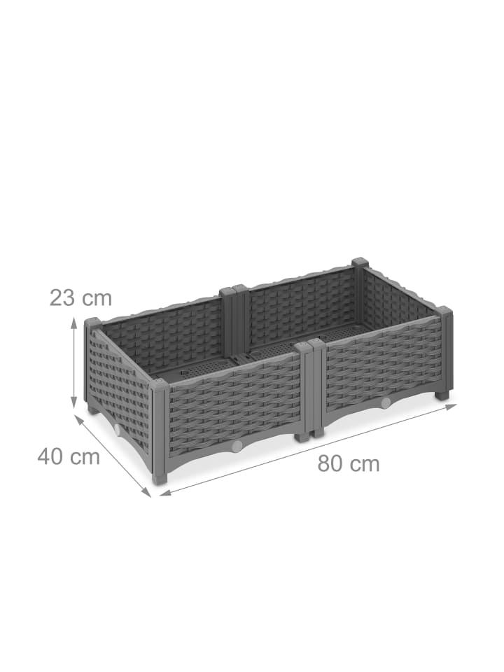 relaxdays Pflanzkübel in Grau - (B)80 x (H)23 x (T)40 cm günstig kaufen onesize