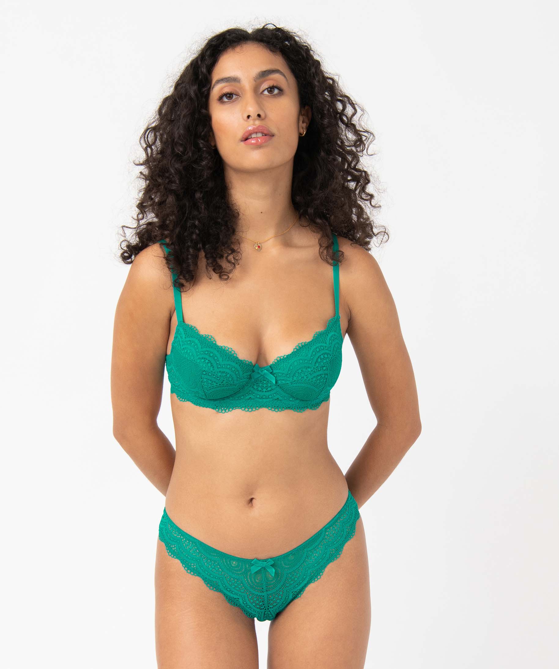 Culotte en dentelle et tulle femme (lot de 2) vert | GEMO
