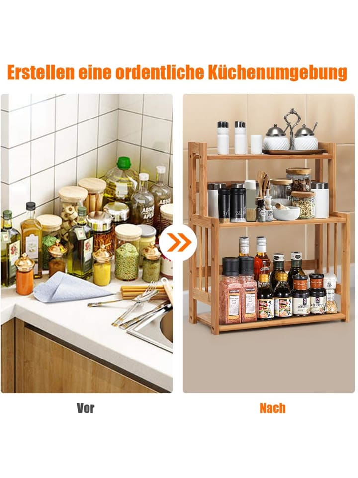 COSTWAY 3-stufiges Gewürzregal in Beige günstig kaufen 50 cm
