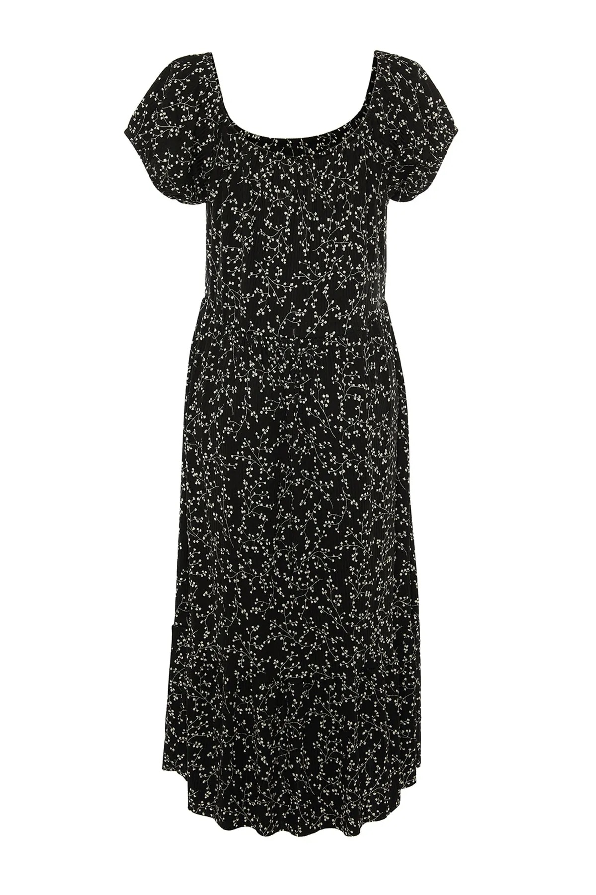 Trendyol Curve  Schwarzes Strickkleid mit Blumenmuster TBBSS22AH00009