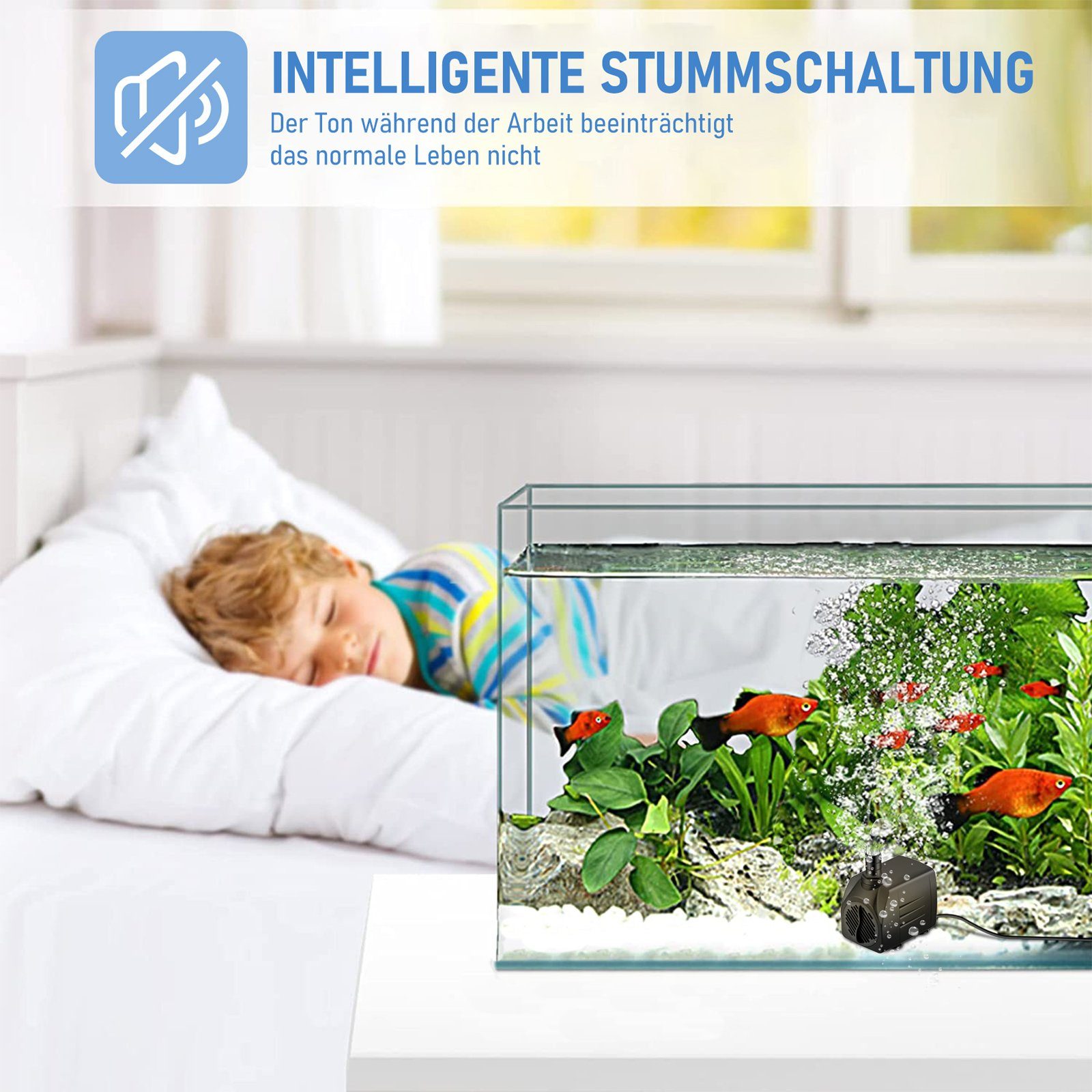 CALIYO Teichpumpe Mini Wasserpumpen(1800L/H, 25W), für Aquarien, Teich, Brunnen, Statuen, Hydrokultur