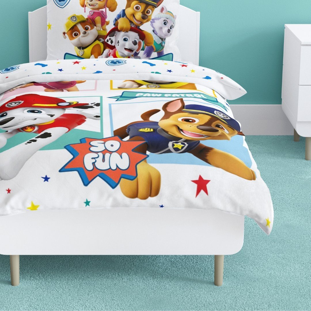 Kinderbettwäsche Paw Patrol 100x135 + 40x60 cm, 100 % Baumwolle, MTOnlinehandel, Flanell / Biber, 2 teilig, Paw Patrol Bettwäsche für Kinder & Baby