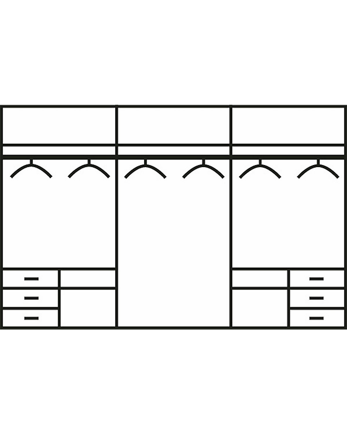 Schwebetürenschrank Level Schlafzimmerschrank 300x65x236cm 3-türig weiß Spiegel