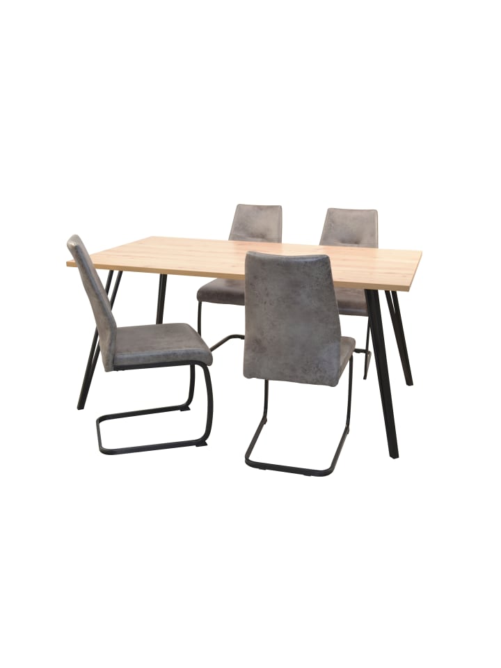 möbel-direkt Tischgruppe- 5teilig Cora in grau/Platte Artisan-Eiche-Nachbildung günstig kaufen 1 Stück