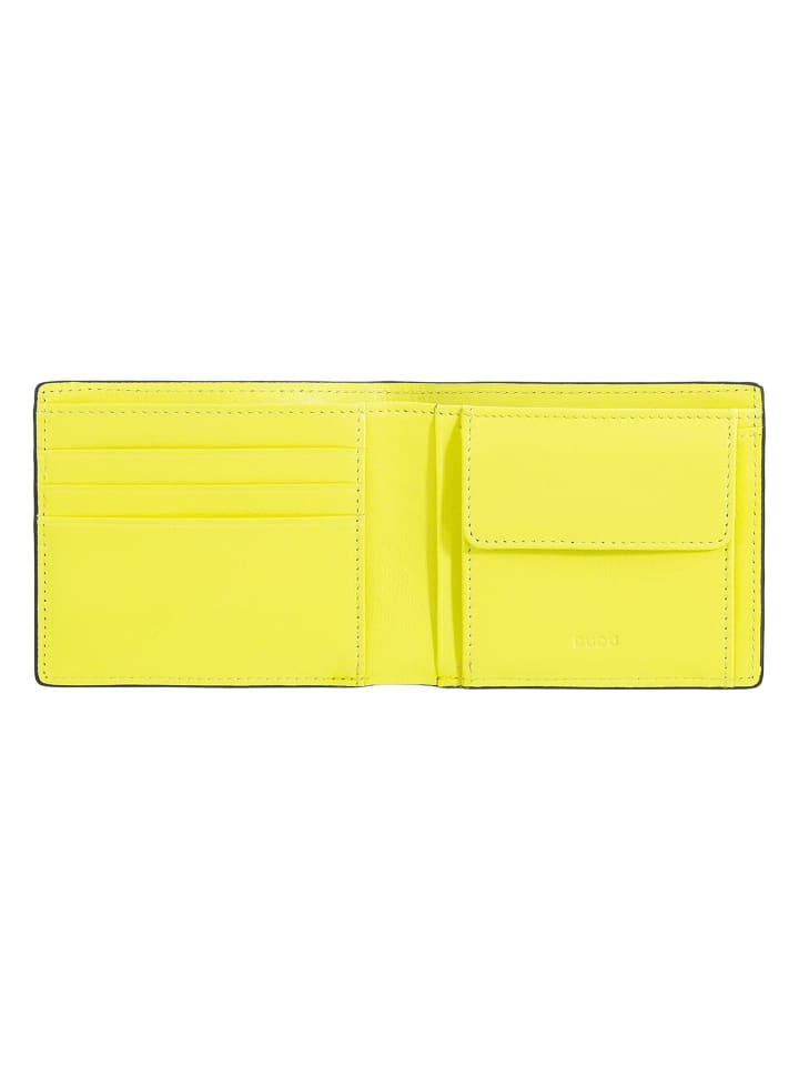 DuDu Up! Geldbörse RFID Schutz Leder 10.5 cm in black-bright yellow günstig kaufen onesize