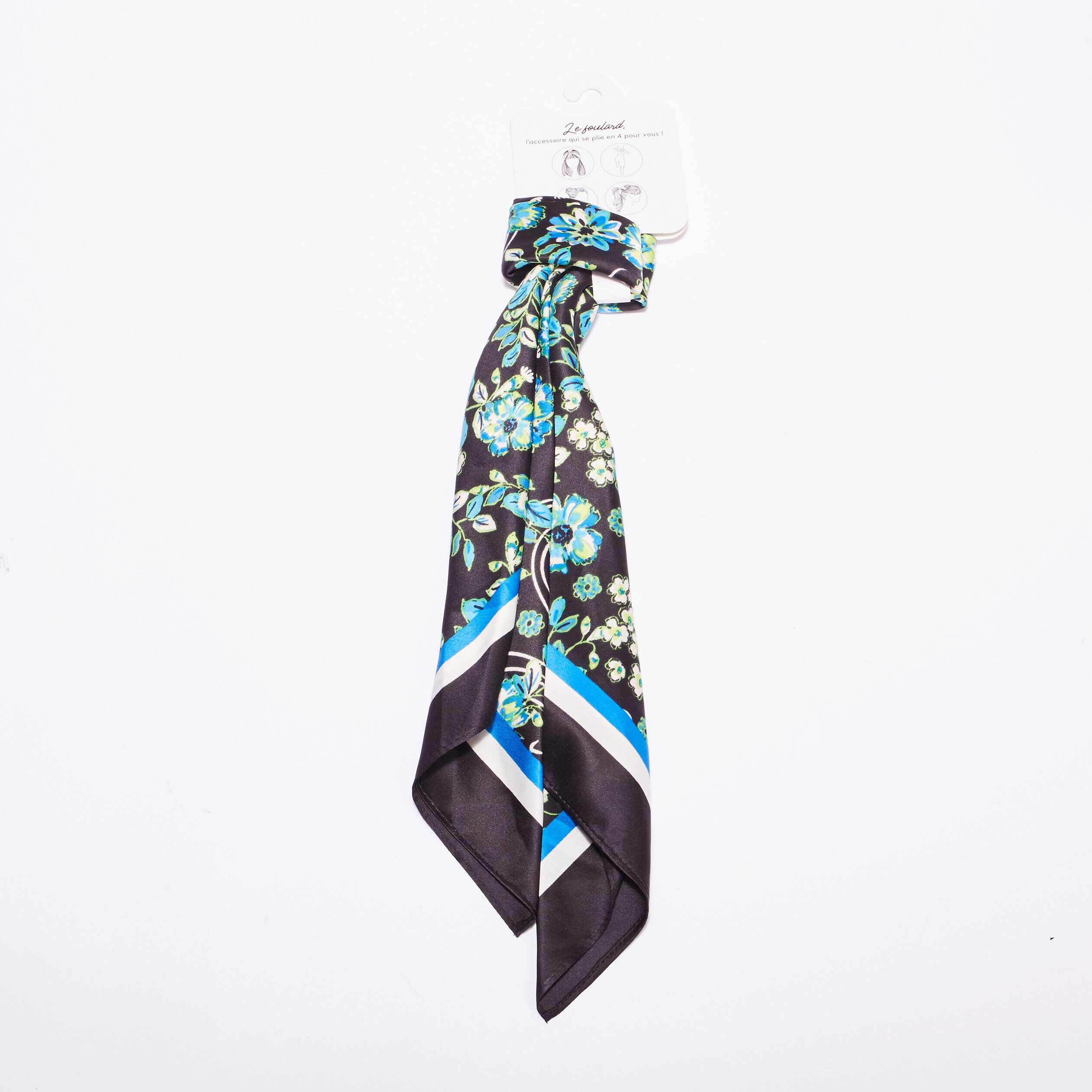 Foulard carré satiné noir femme | Cache Cache