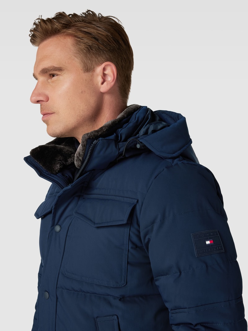 Jacke mit Kapuze Modell 'ROCKIE' in marineblau