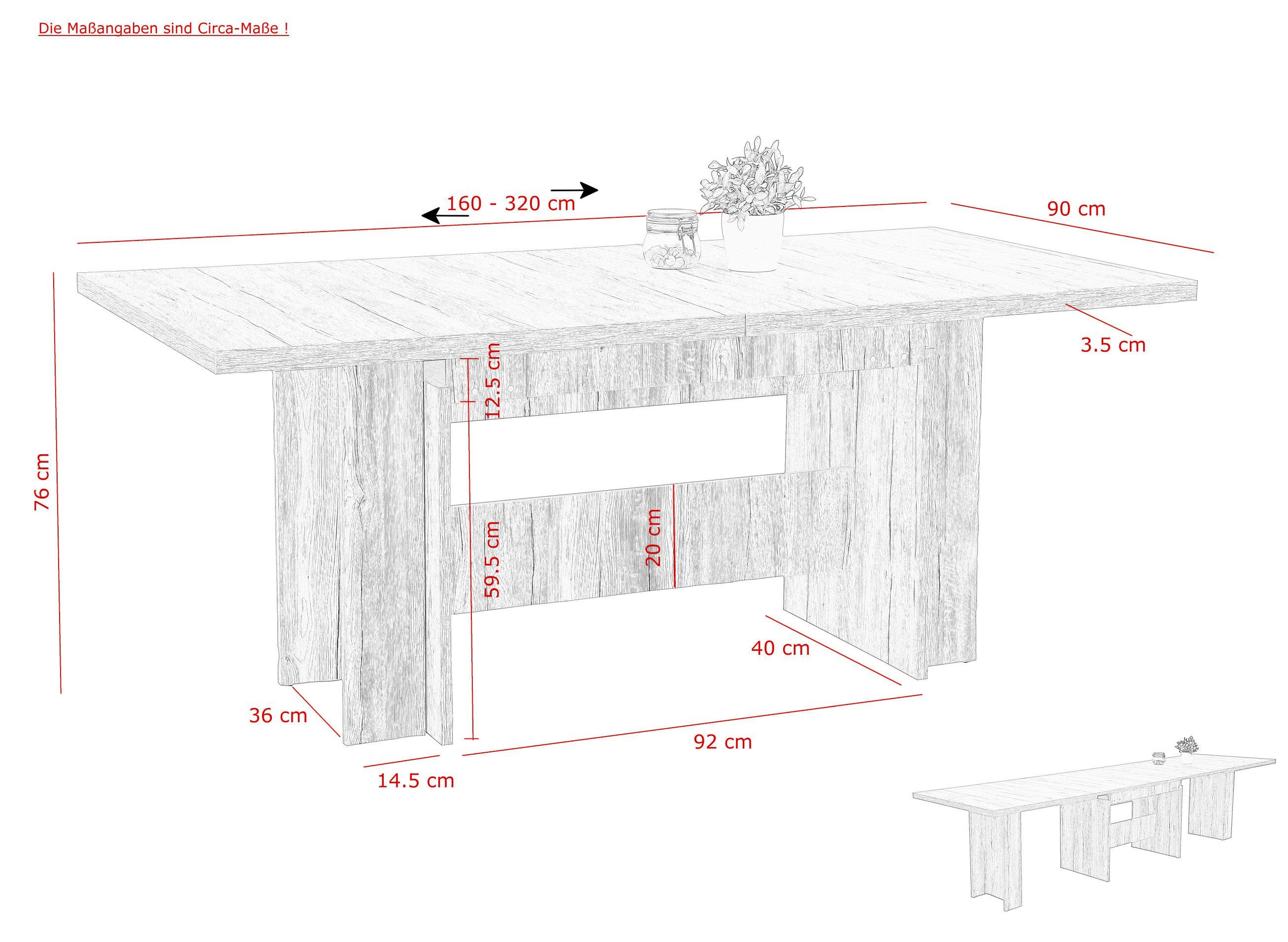 HELA Essgruppe, (Set, 11-tlg), Ausziebar 160 - 300 cm