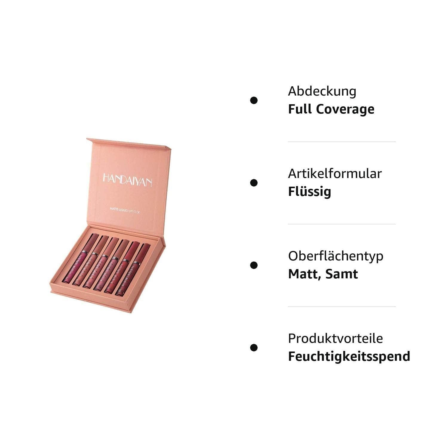 POCHUMIDUU Lippenstift-Set 6 Lippenstift-Set Samtmattes Lipgloss-Set, 6-tlg., Wasserfest, Nicht klebriger Lippenstift