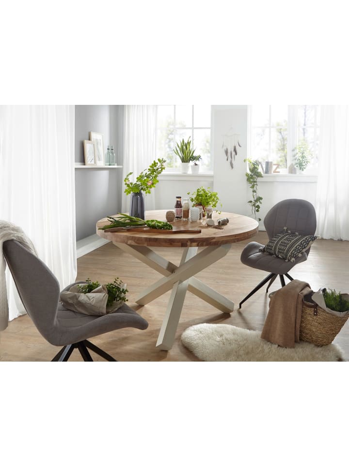 KADIMA DESIGN Design Esszimmertisch BOHA rund Ø 120 cm x 75 cm Massiv-Holz in Akazie günstig kaufen onesize