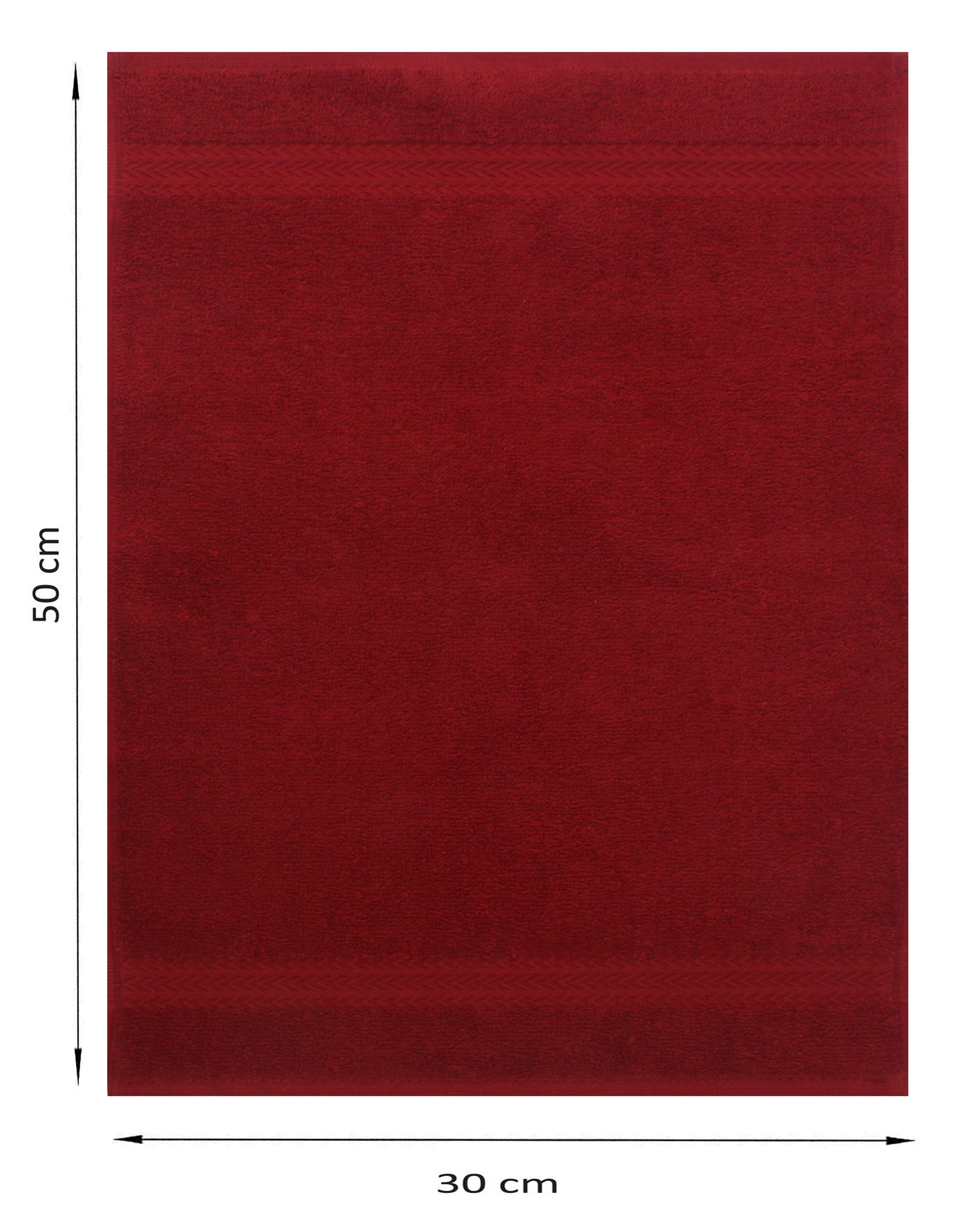Betz Gästehandtücher 10 Stück Gästehandtücher Premium 100% Baumwolle Gästetuch-Set 30x50 cm Farbe dunkelrot und weiß, 100% Baumwolle