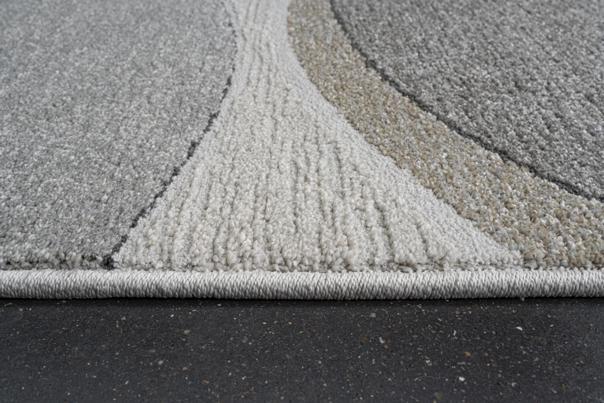 Webteppich Varis Hellgrau-Grau-Gold 133 x 195 cm