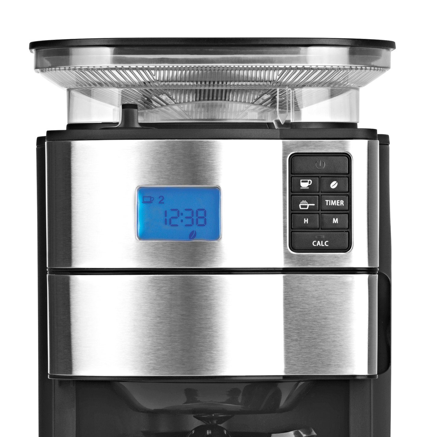BEEM Filterkaffeemaschine, 1.25l Kaffeekanne, Permanentfilter, Korbfiltertüten, Thermokanne und 24h Timer Kegelmahlwerk