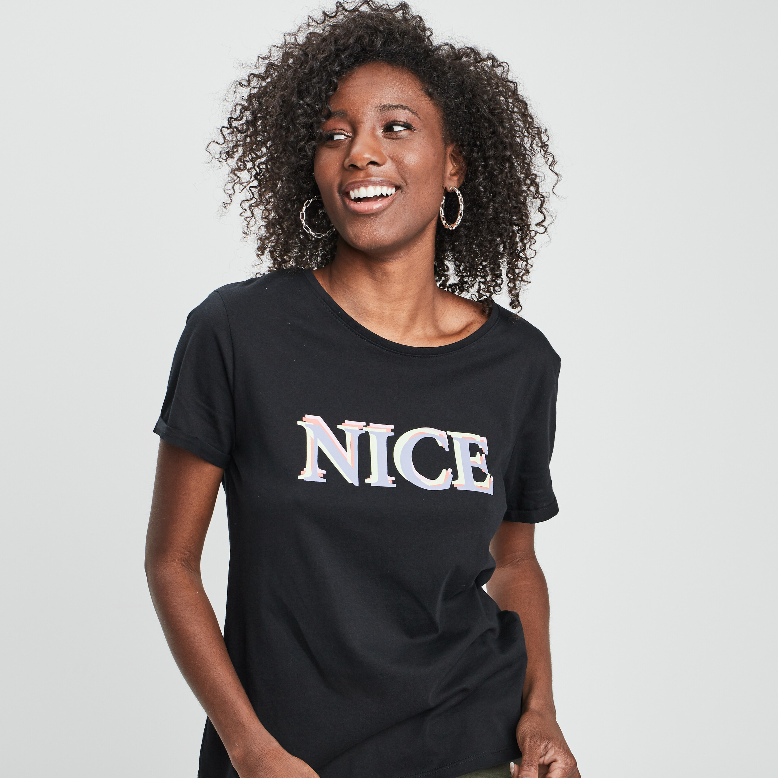 T-shirt manches courtes noir femme | La Halle