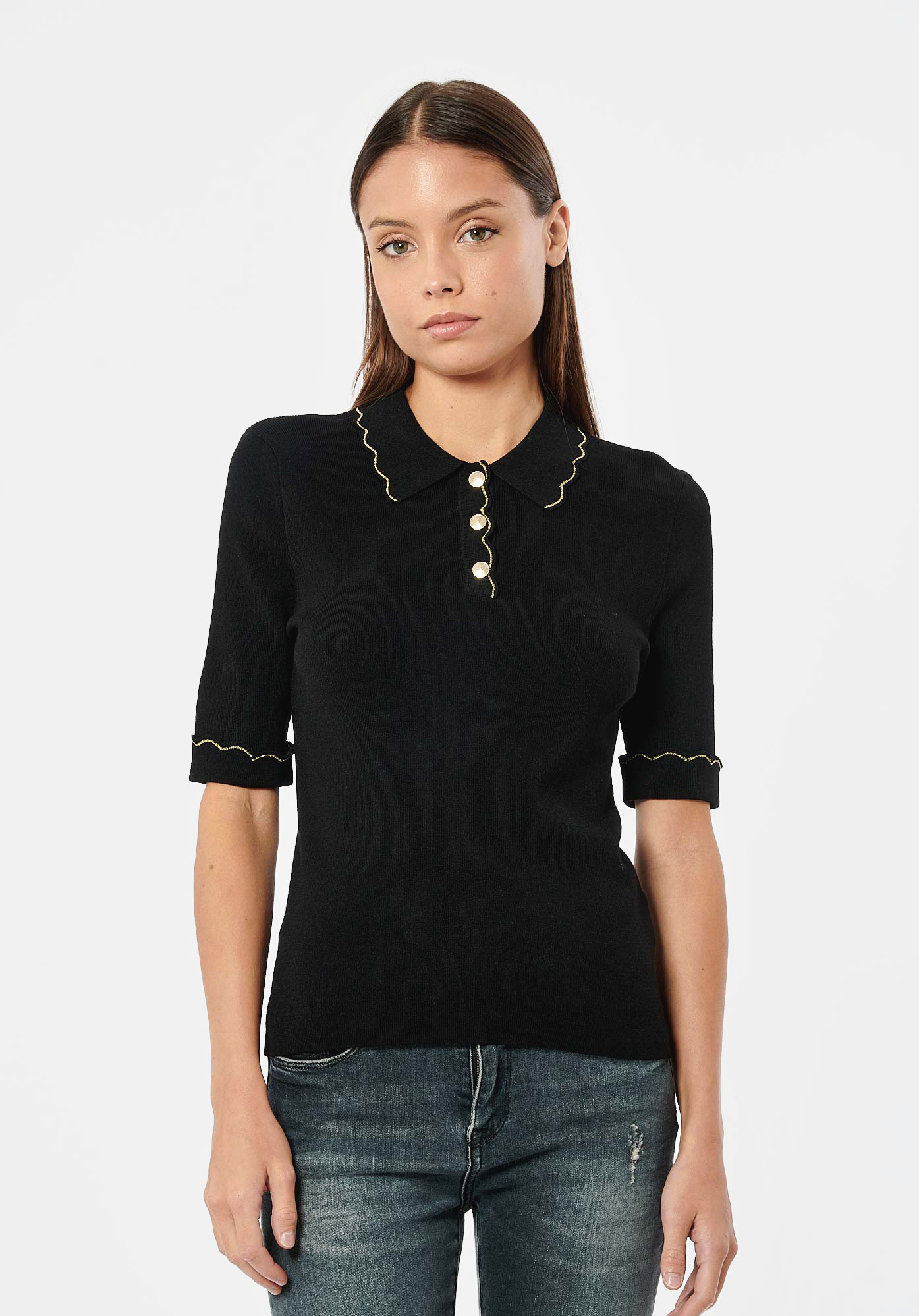 LUBER  Polo noir femme