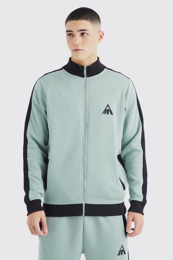 Man Sweatshirt mit Trichterkragen, Seitenstreifen und 1/4 Reißverschluss