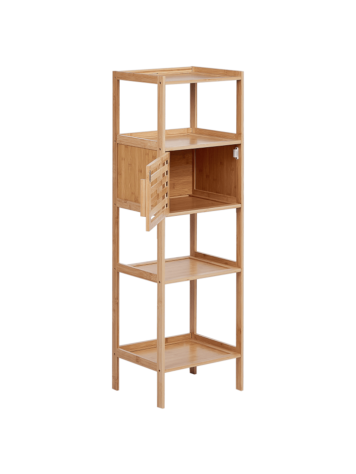 Beliani Badezimmerregal LAFAYETTE in Heller Holzfarbton - (W) 36 x (H) 114 x (L) 30 cm günstig kaufen onesize