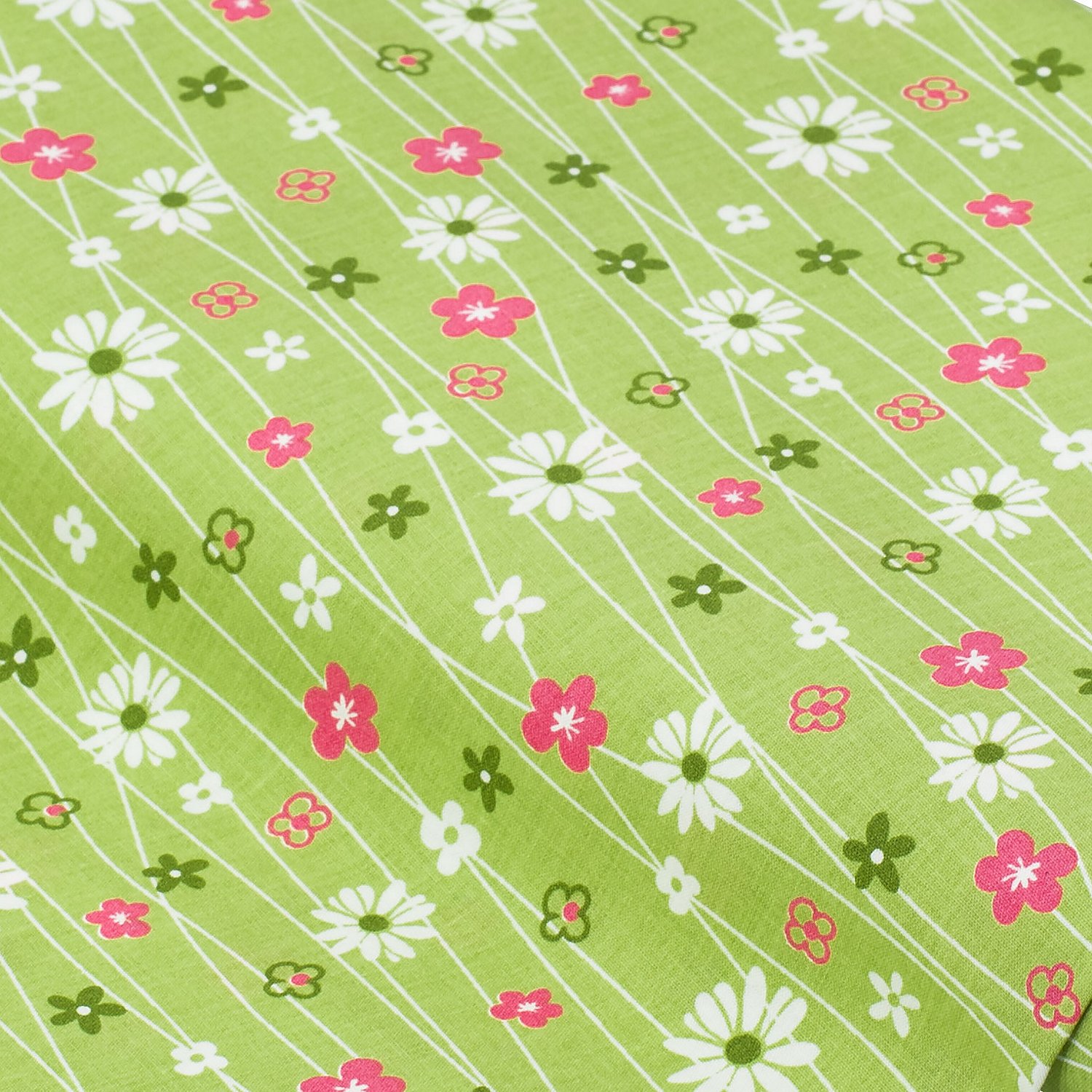 Baumwollstoff Blumen & Linien 