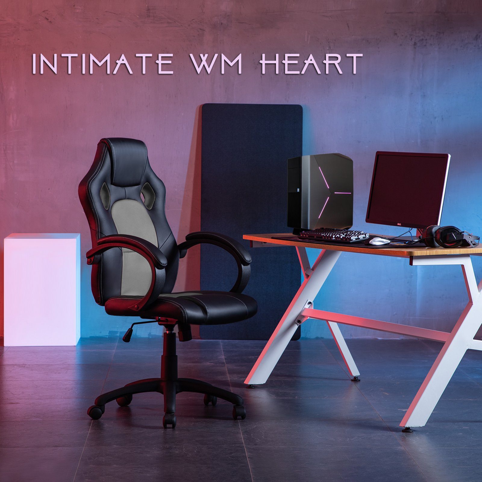 Intimate WM Heart Gaming Chair Racing-Chair, höhenverstellbar, Kunstleder, Ergonomisch, hoch Rücken