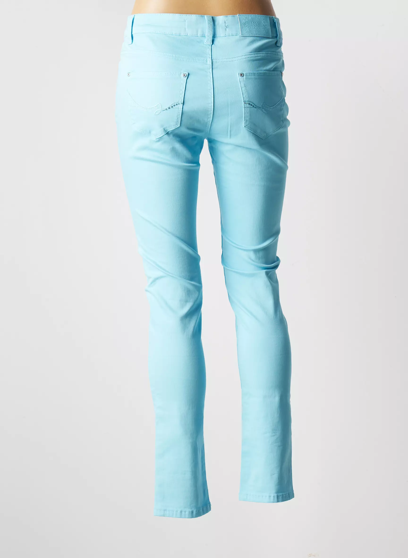 Ky Creation Jeans Coupe Slim Femme couleur bleu