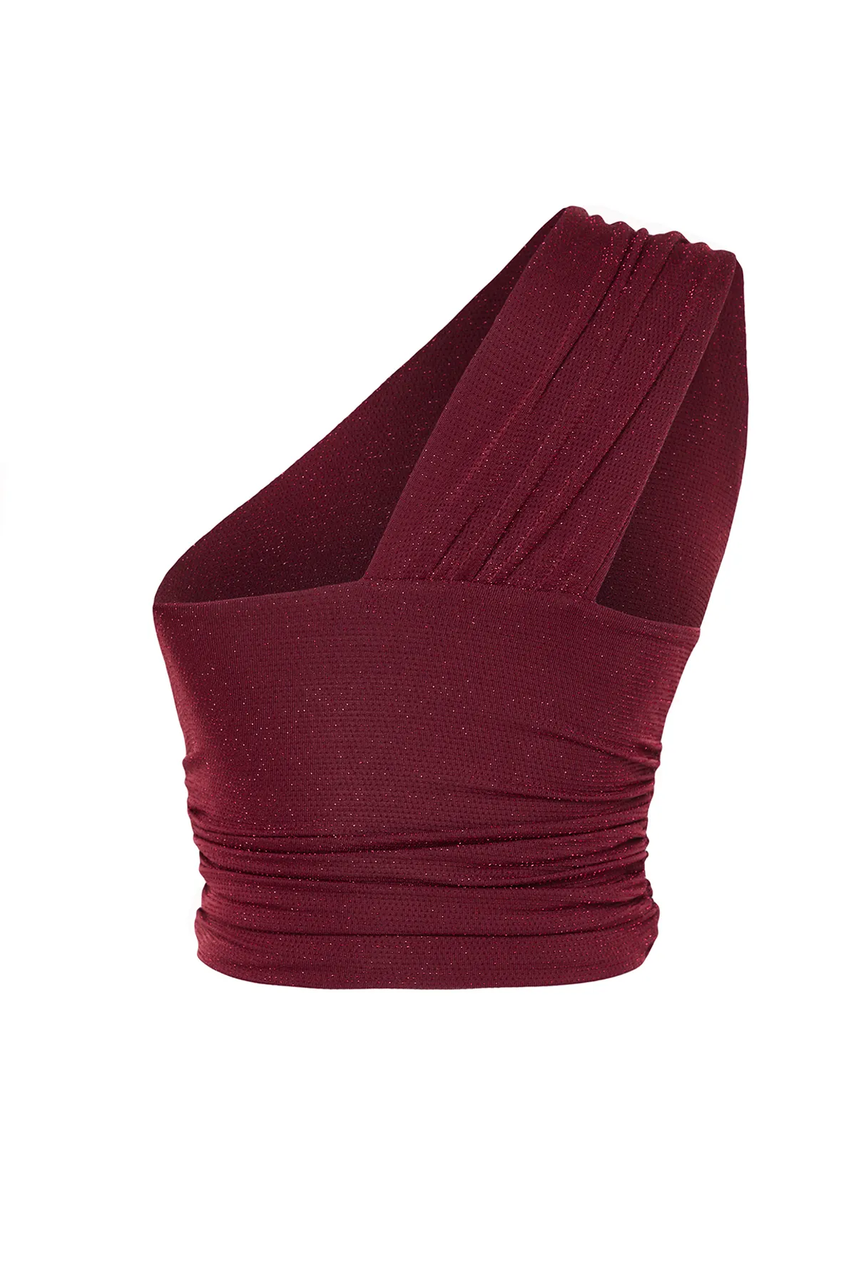 Trendyol Collection  Burgunderfarbenes, bauchfreies, gefüttertes, glänzendes Strick-Bustier TPRSS23BS00011