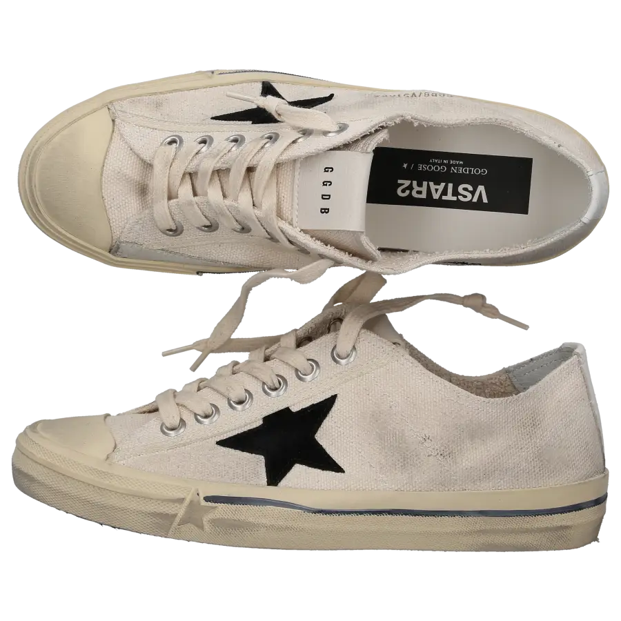 Golden Goose - Damenschuhe V-START 2 Canvas - weiß